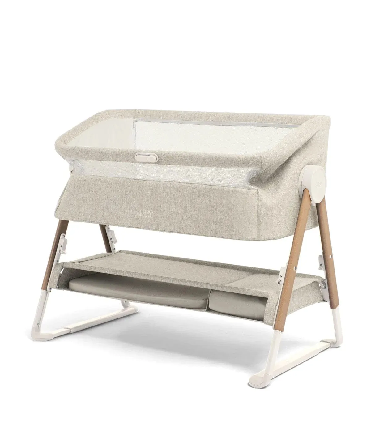 Mamas & Papas Lua Bedside Crib Bundle - Fawn Beige / Oatmeal