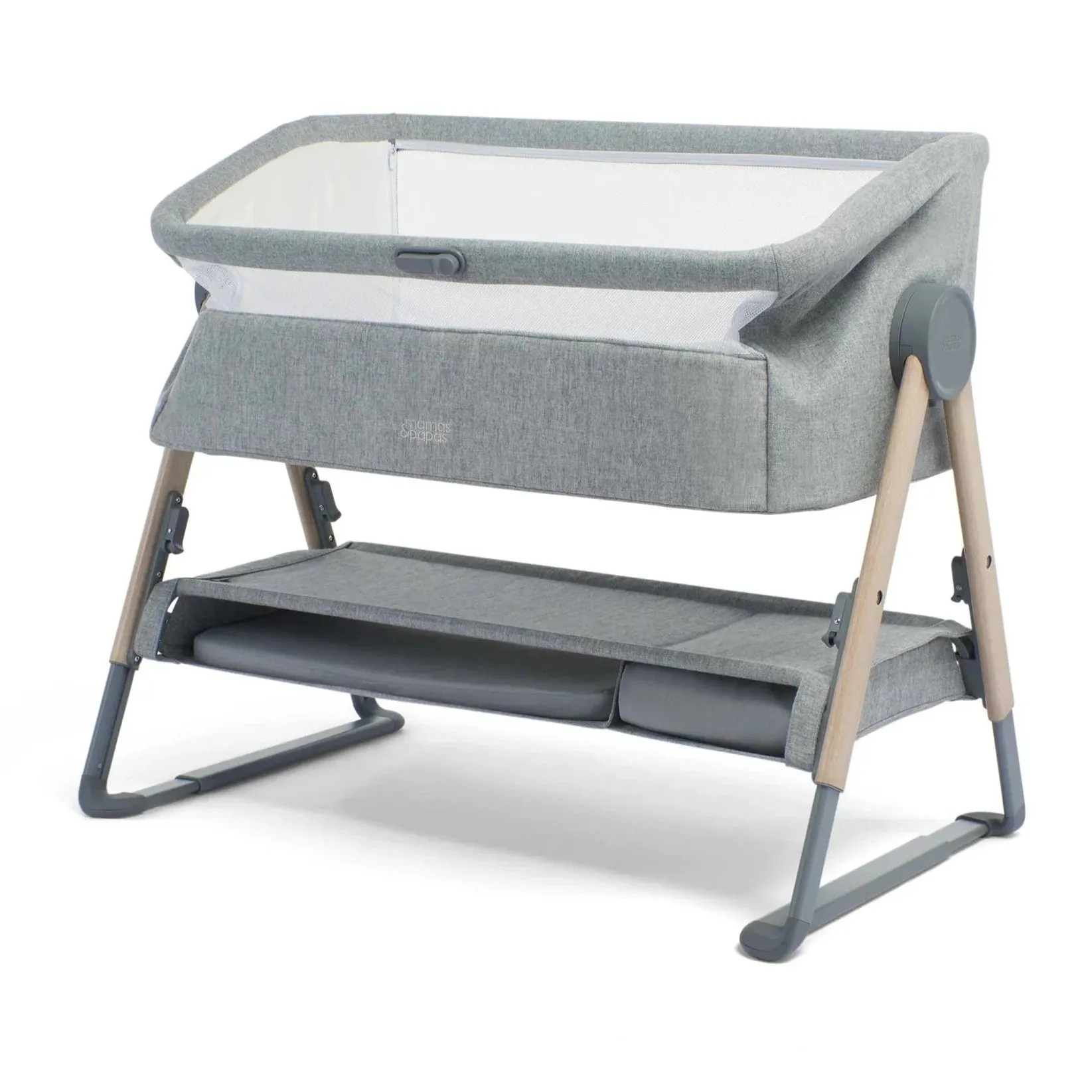 Mamas & Papas Lua Bedside Crib - Grey - BOXED CLEARANCE