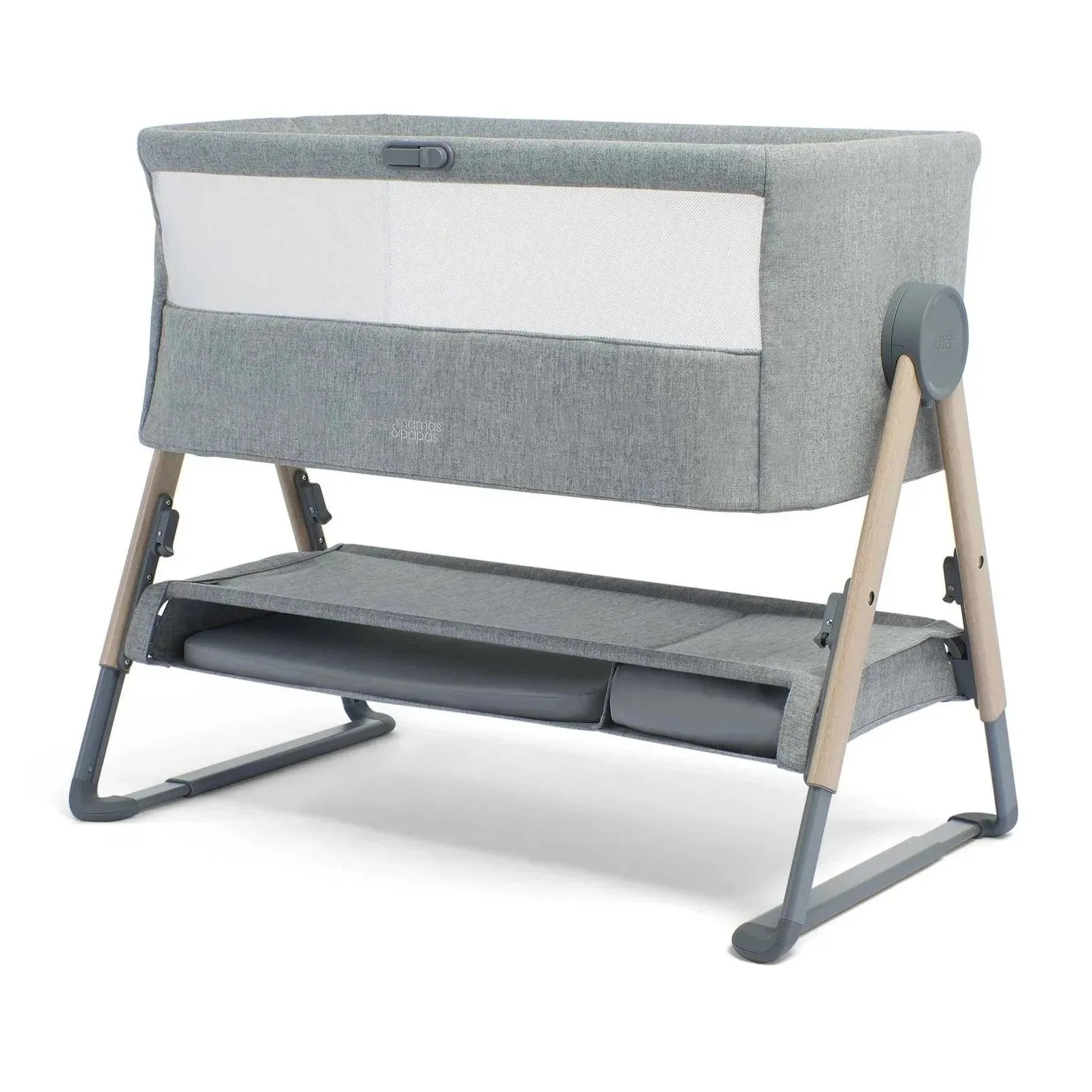 Mamas & Papas Lua Bedside Crib - Grey - BOXED CLEARANCE