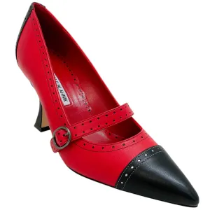 Manolo Blahnik Red / Black Renan Spectator Pumps