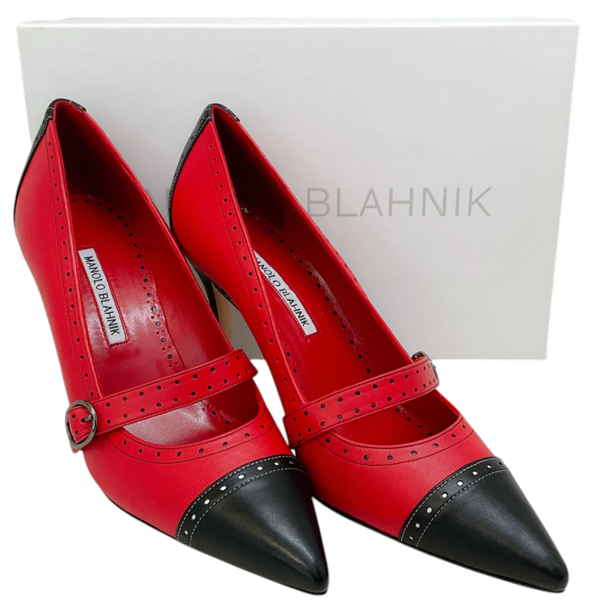 Manolo Blahnik Red / Black Renan Spectator Pumps