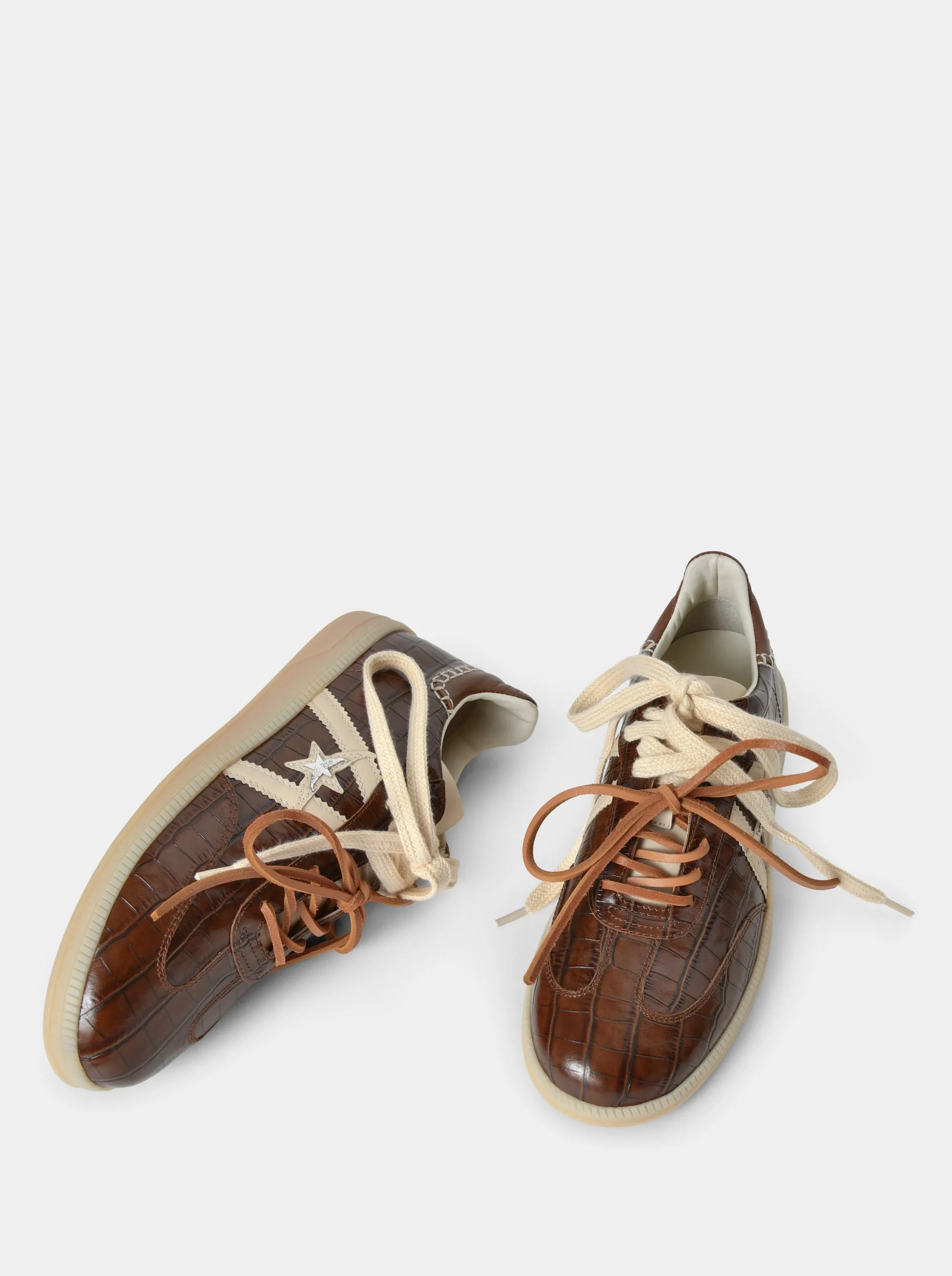 MARTINA BROWN CROCO SNEAKERS