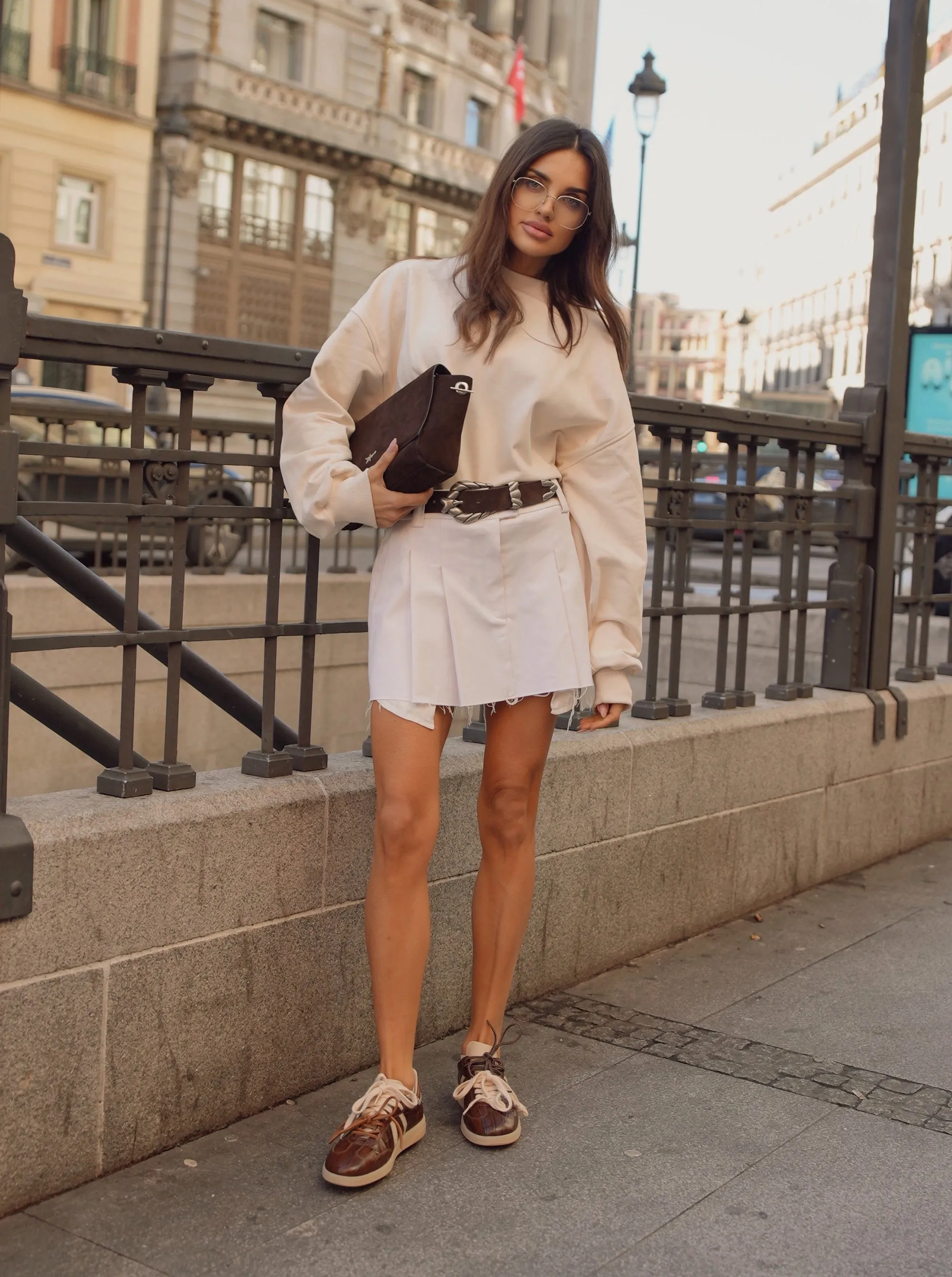 MARTINA BROWN CROCO SNEAKERS