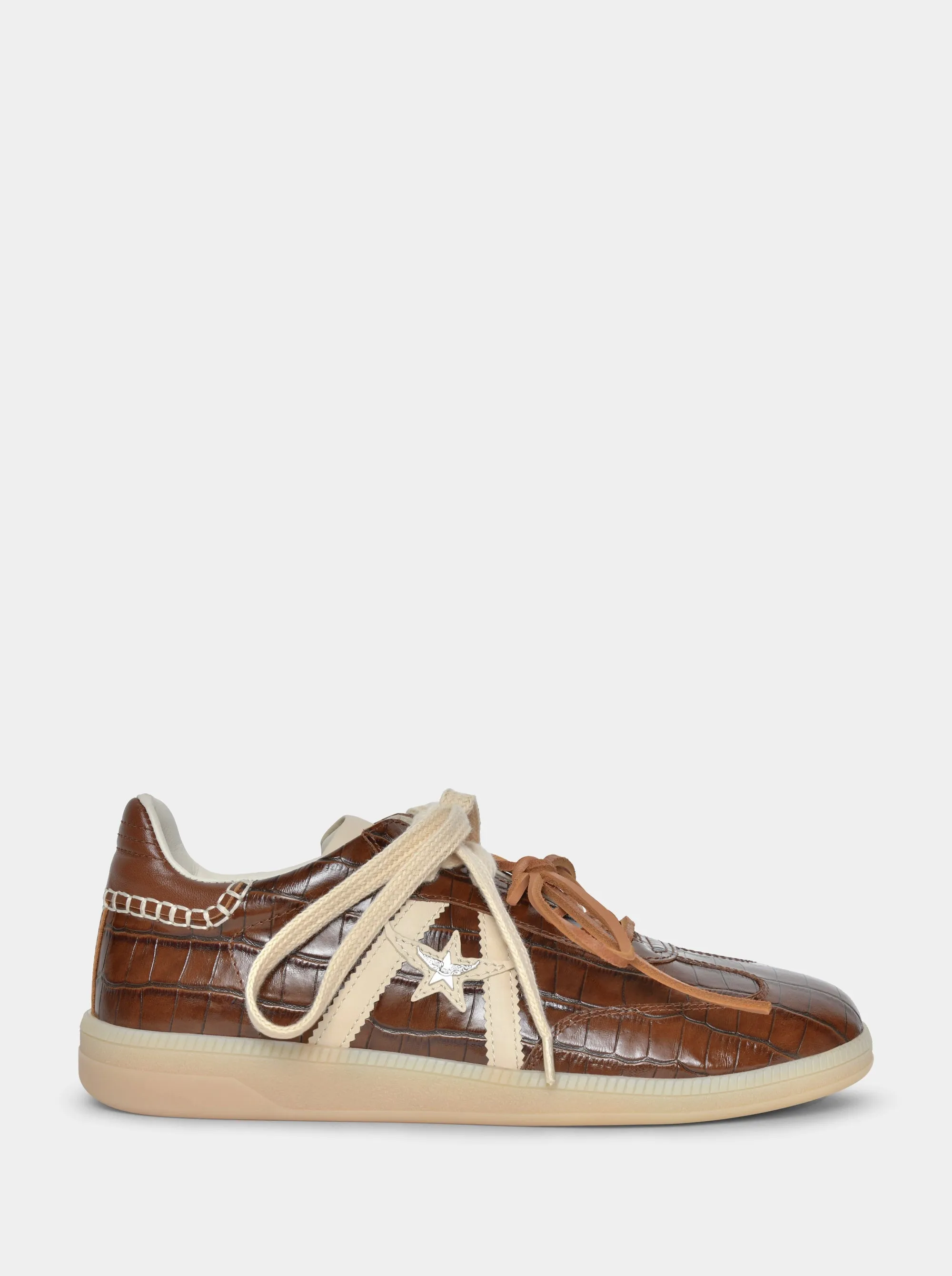 MARTINA BROWN CROCO SNEAKERS