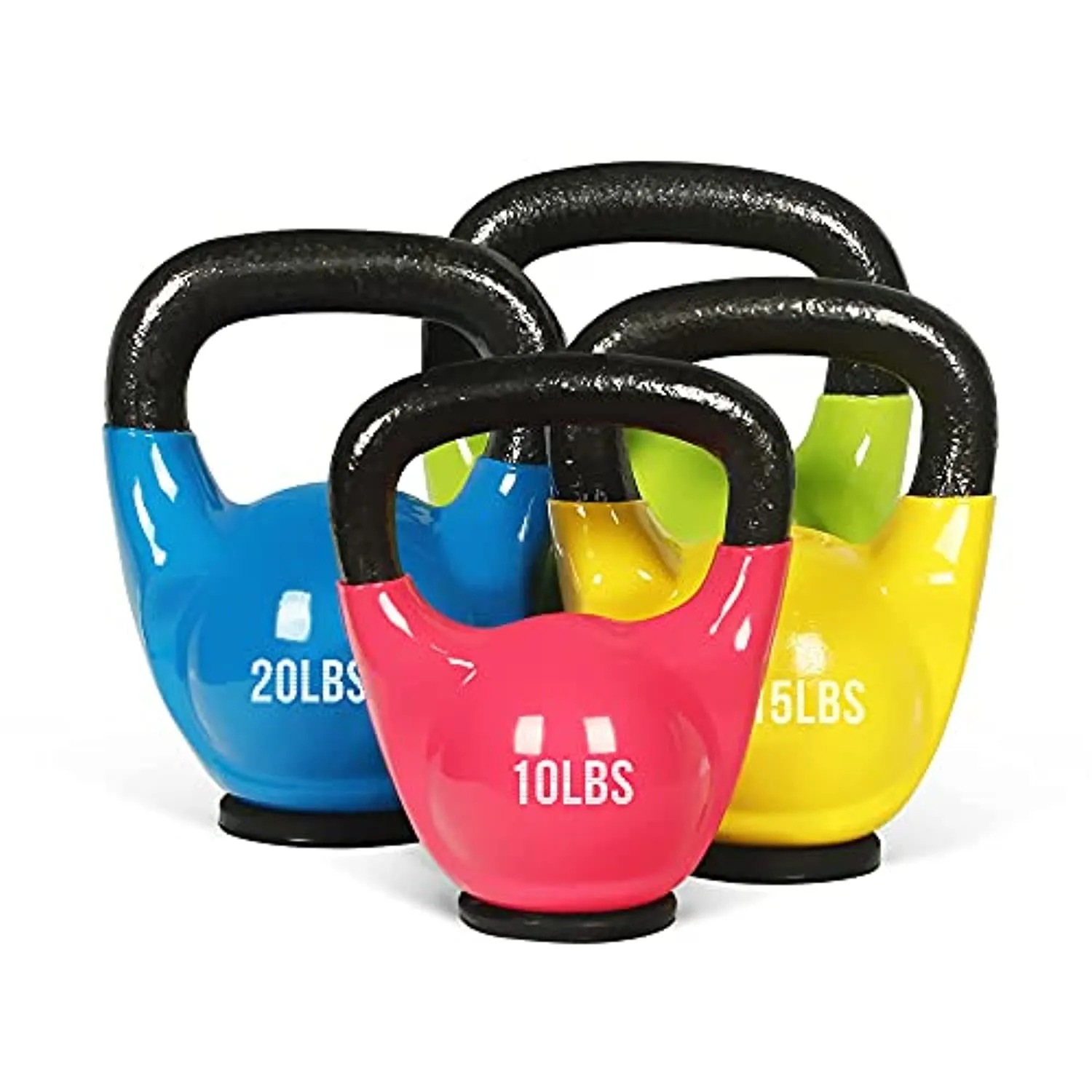 MBAT Vinyl Coated Kettlebells with Thick Rubber Base- Cast Iron Strength Training Fitness Weight Available: 10, 15, 20, 25 LBS