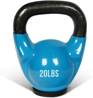 MBAT Vinyl Coated Kettlebells with Thick Rubber Base- Cast Iron Strength Training Fitness Weight Available: 10, 15, 20, 25 LBS