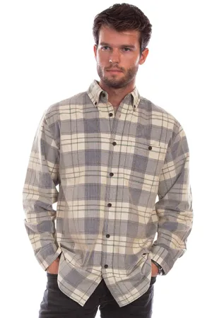 Men's Farthest Point Collection Shirt: Corduroy Plaid Blue Tan