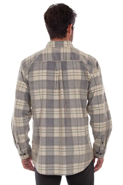 Men's Farthest Point Collection Shirt: Corduroy Plaid Blue Tan