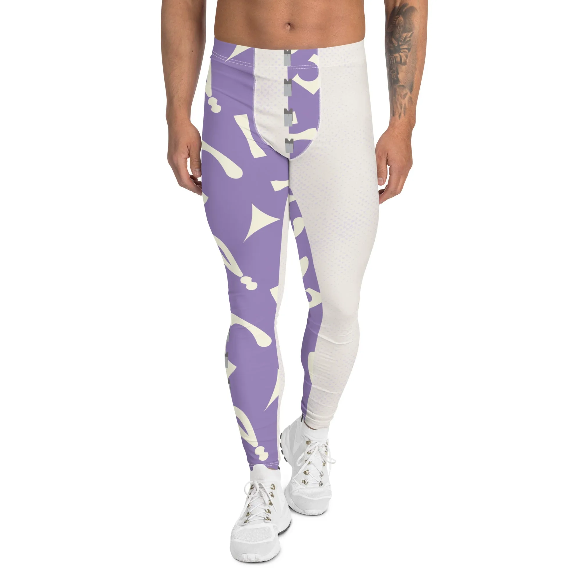 Mens Leggings, Retro Pro Wrestling Swirls