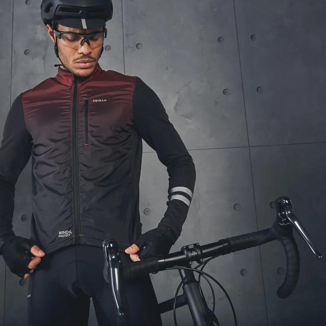 Men's Mid-Season Long-Sleeved Road Cycling Jersey RC500 - Shield