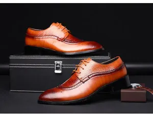 Men's Pointed British Carved Dress Shoes