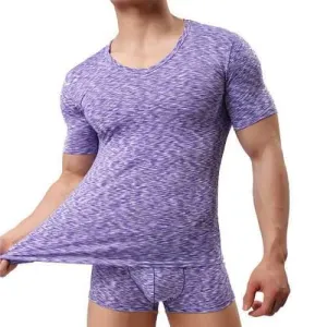 Mens Summer Modal Breathable Perspiration O-neck Short Sleeve Casual Home T-shirt