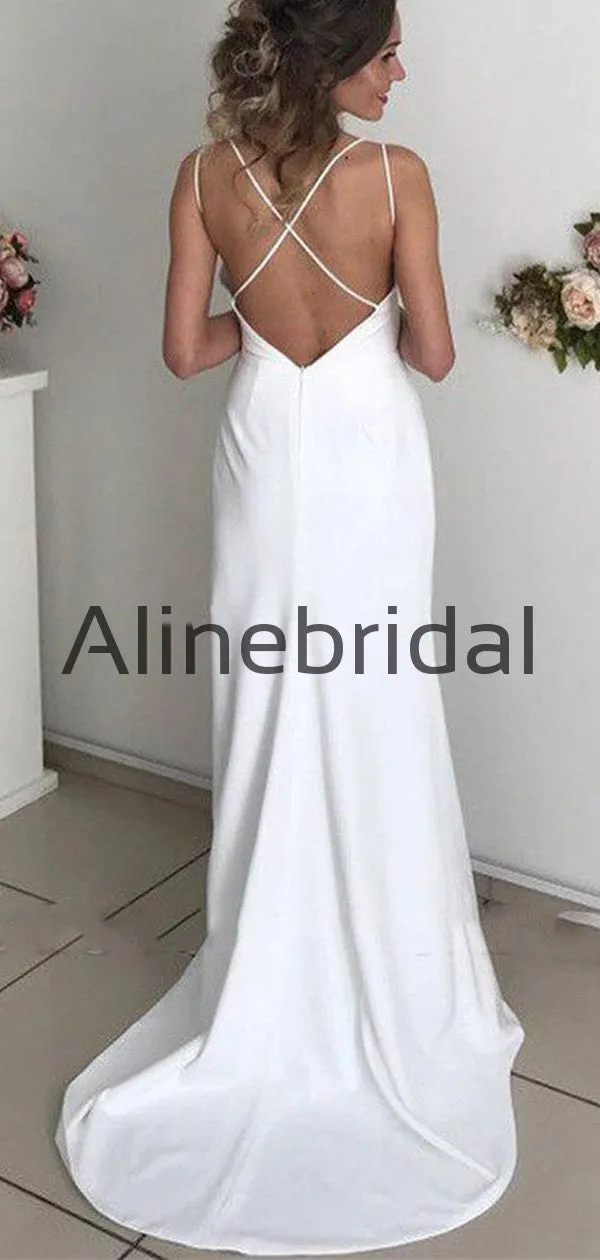 Mermaid Simple Chic Sexy Backless Spaghetti-Straps Prom Dresses PD1007