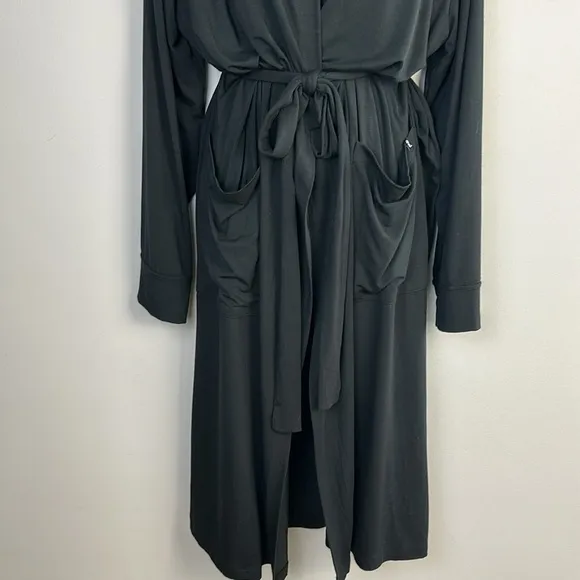 MeUndies Ultra Modal Hooded Full Length Robe Unisex S/M Black Breathable Fabric