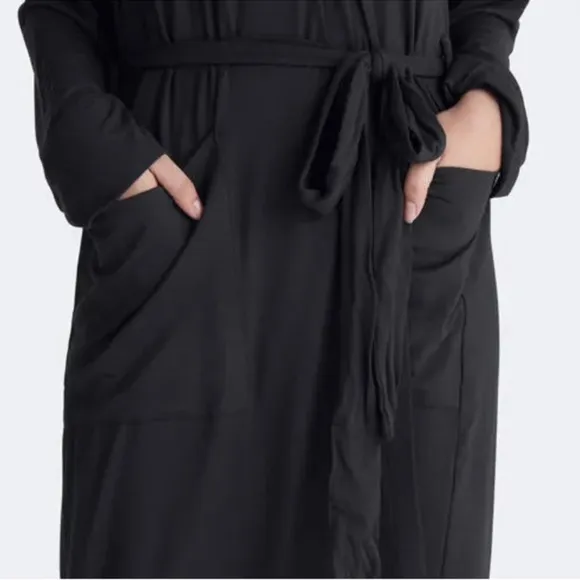 MeUndies Ultra Modal Hooded Full Length Robe Unisex S/M Black Breathable Fabric