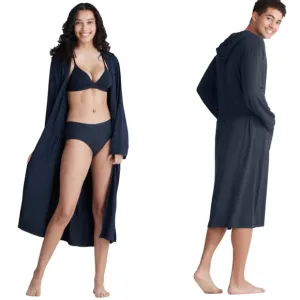 MeUndies Ultra Modal Hooded Full Length Robe Unisex S/M Black Breathable Fabric