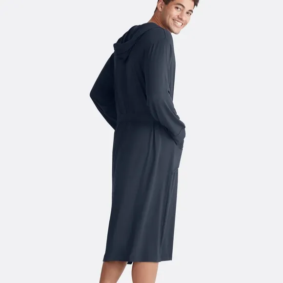 MeUndies Ultra Modal Hooded Full Length Robe Unisex S/M Black Breathable Fabric