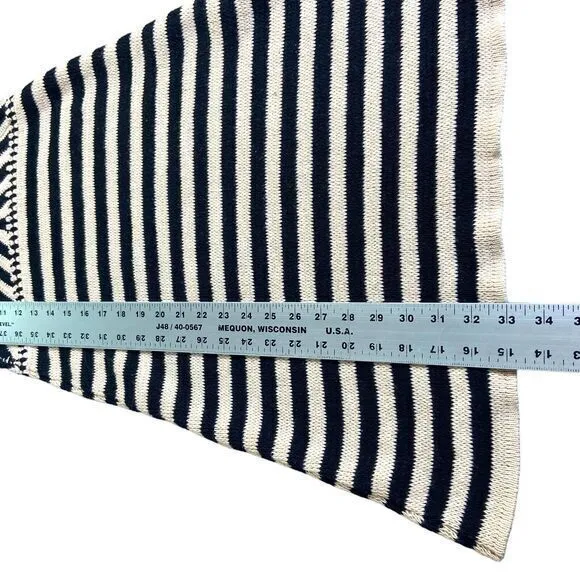 Miou‎ Muse Crochet Sweater Mini Dress Beige Black Stripe Spaghetti Strap ￼Size S