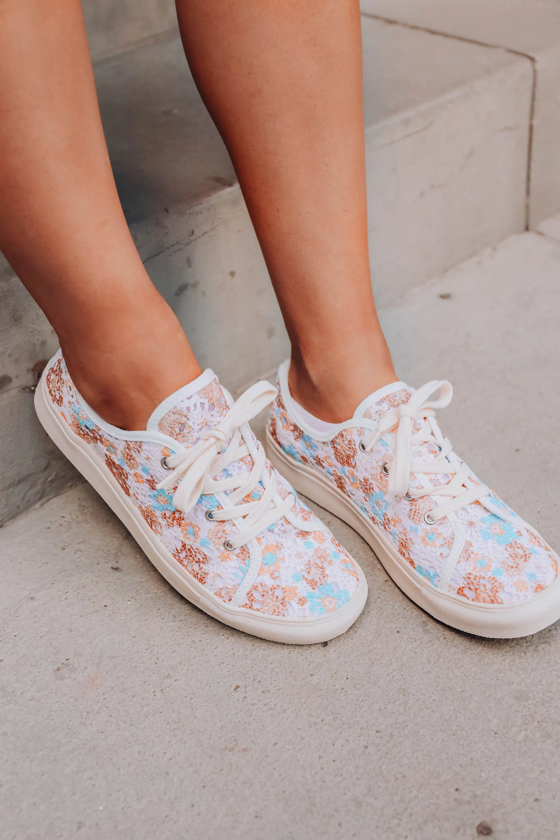 *MODEL* Crochetta Lace Sneaker by Very G - Turquoise/Brown - SIZE 8 - FINAL SALE