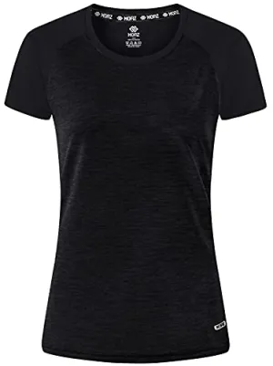 MoFiz Women's Workout Running T-Shirt UPF 50  Sun Protection Activewear Yoga Gym Breathable Soft Short Sleeve Tops Sports Tee Rose Blke Size XS