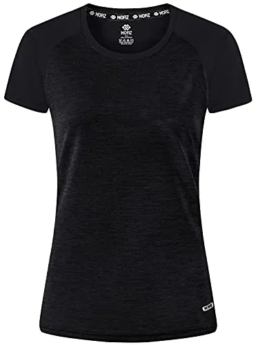 MoFiz Women's Workout Running T-Shirt UPF 50  Sun Protection Activewear Yoga Gym Breathable Soft Short Sleeve Tops Sports Tee Rose Blke Size XS