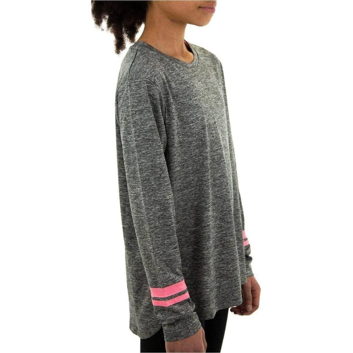 More Mile Marl Girls Long Sleeve Running Top - Grey