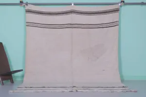 Moroccan Rug 6.3 X 8.6 Feet - Minimalist Design with Classic Stripes