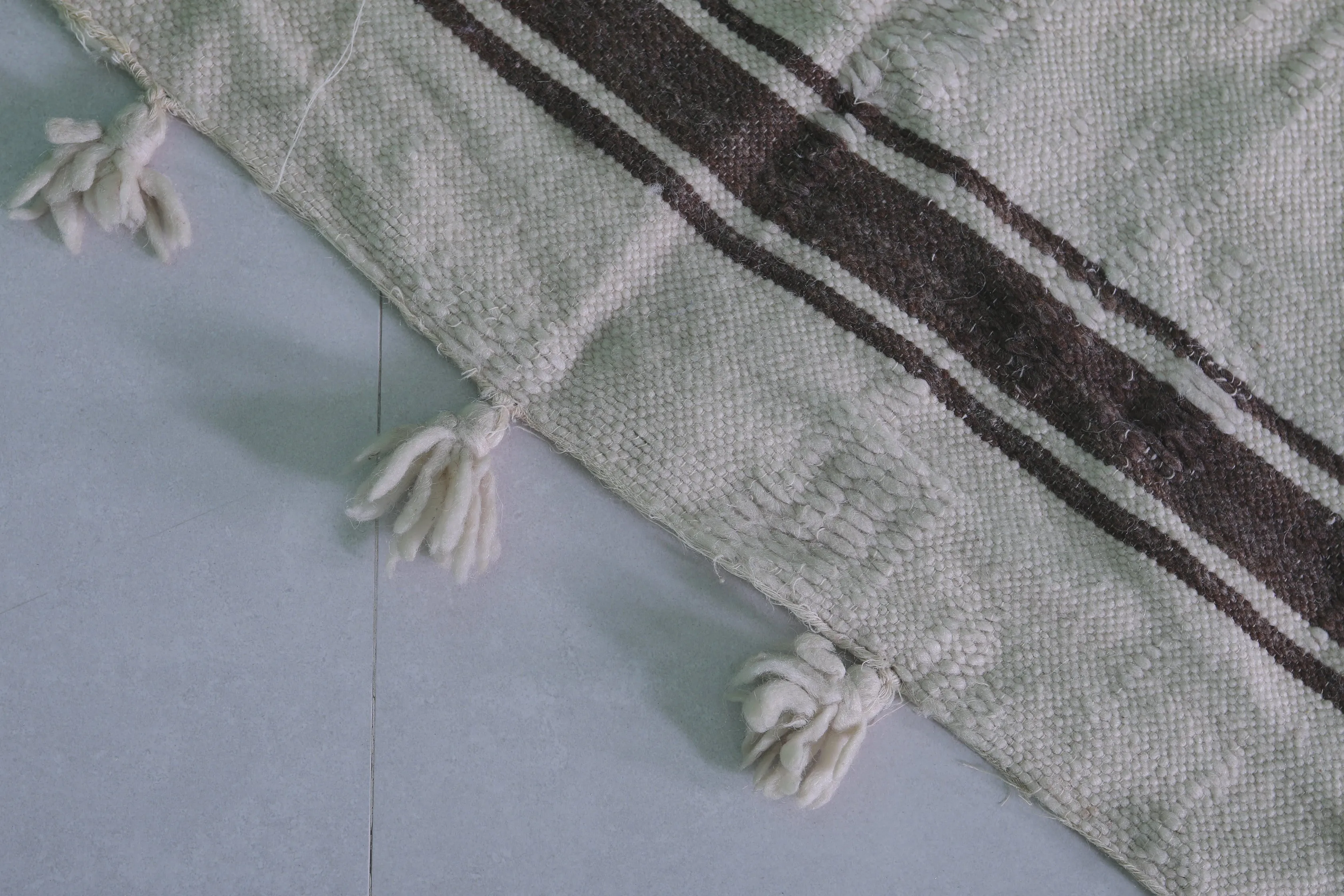 Moroccan Rug 6.3 X 8.6 Feet - Minimalist Design with Classic Stripes