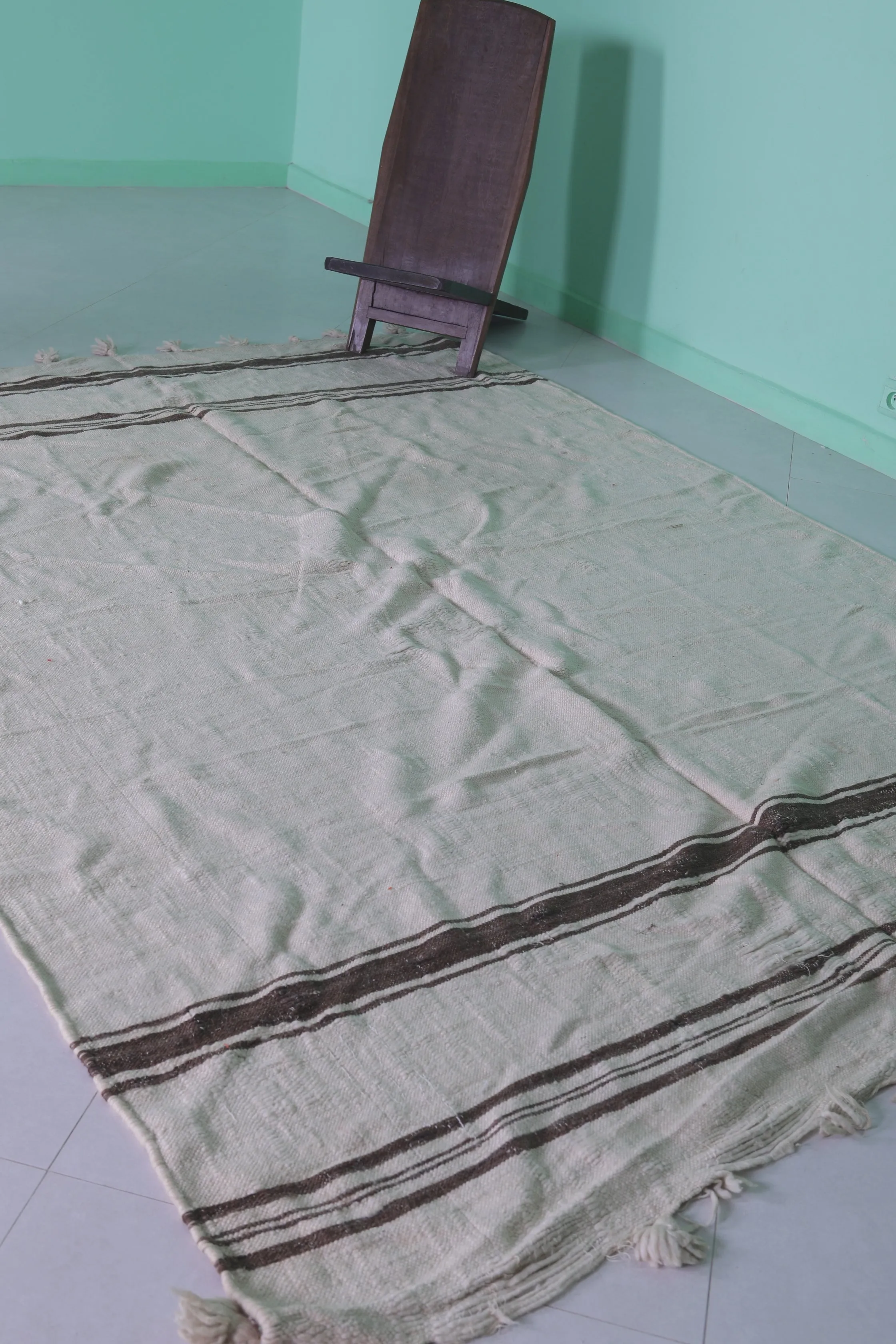 Moroccan Rug 6.3 X 8.6 Feet - Minimalist Design with Classic Stripes