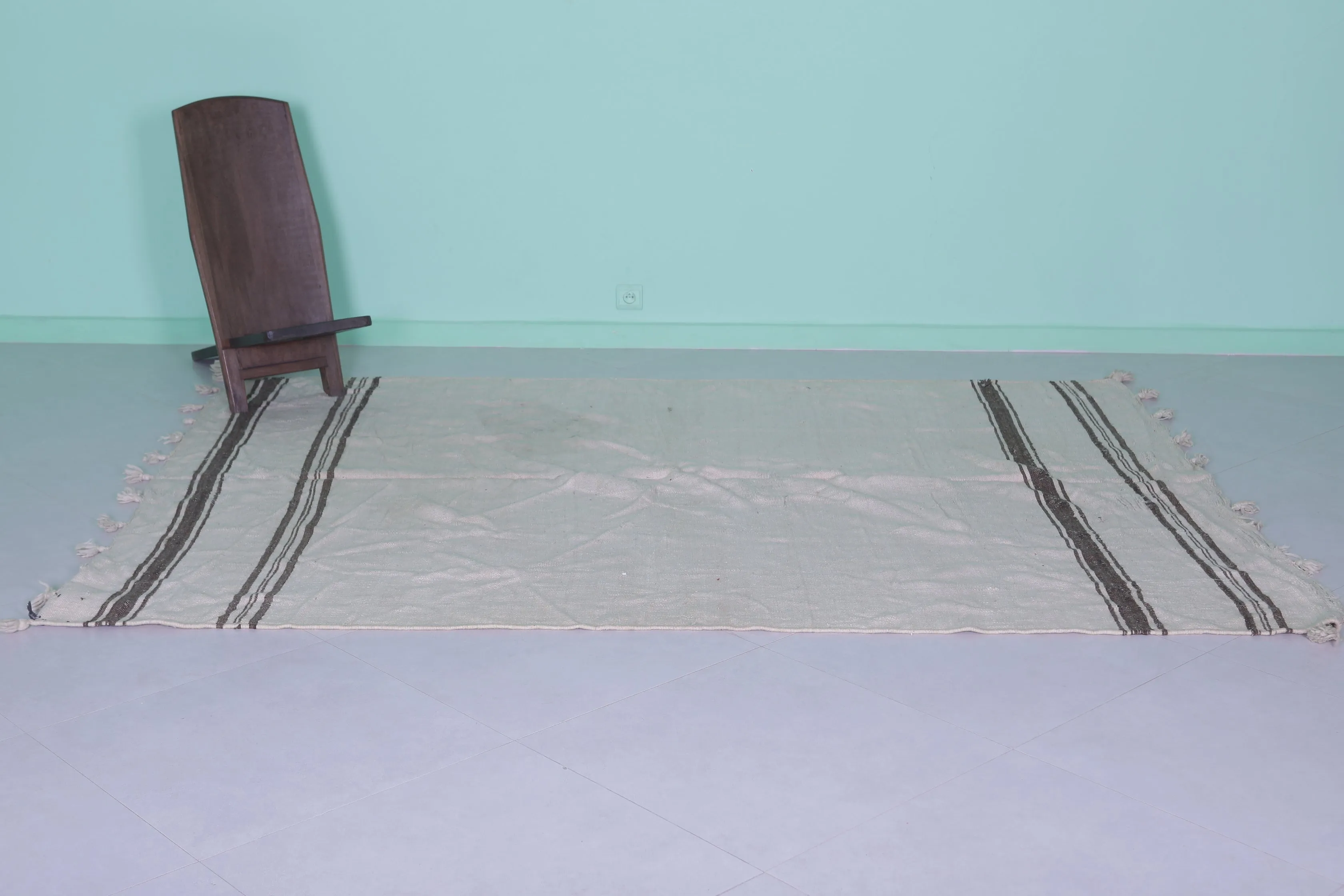 Moroccan Rug 6.3 X 8.6 Feet - Minimalist Design with Classic Stripes