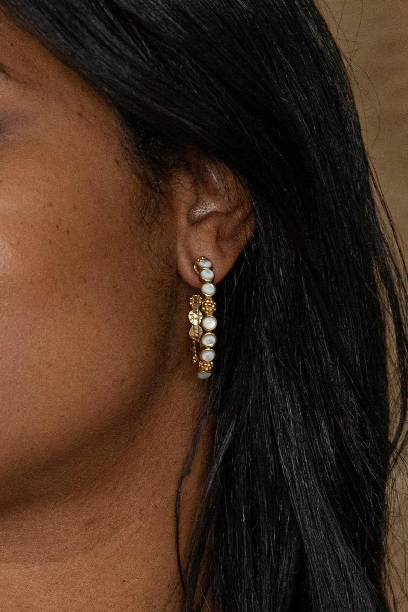 Mother of Pearl Berry Gem Medium Hoops