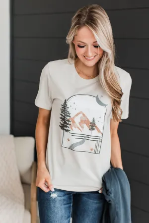 Mountain Memories Graphic Tee- Light Taupe
