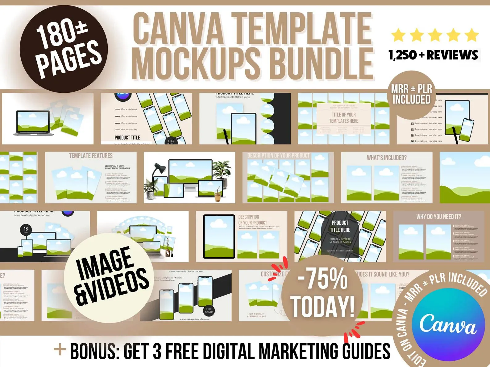 MRR 180 Canva Templates with Full Master Resell Rights - Sale Ends Tonight!