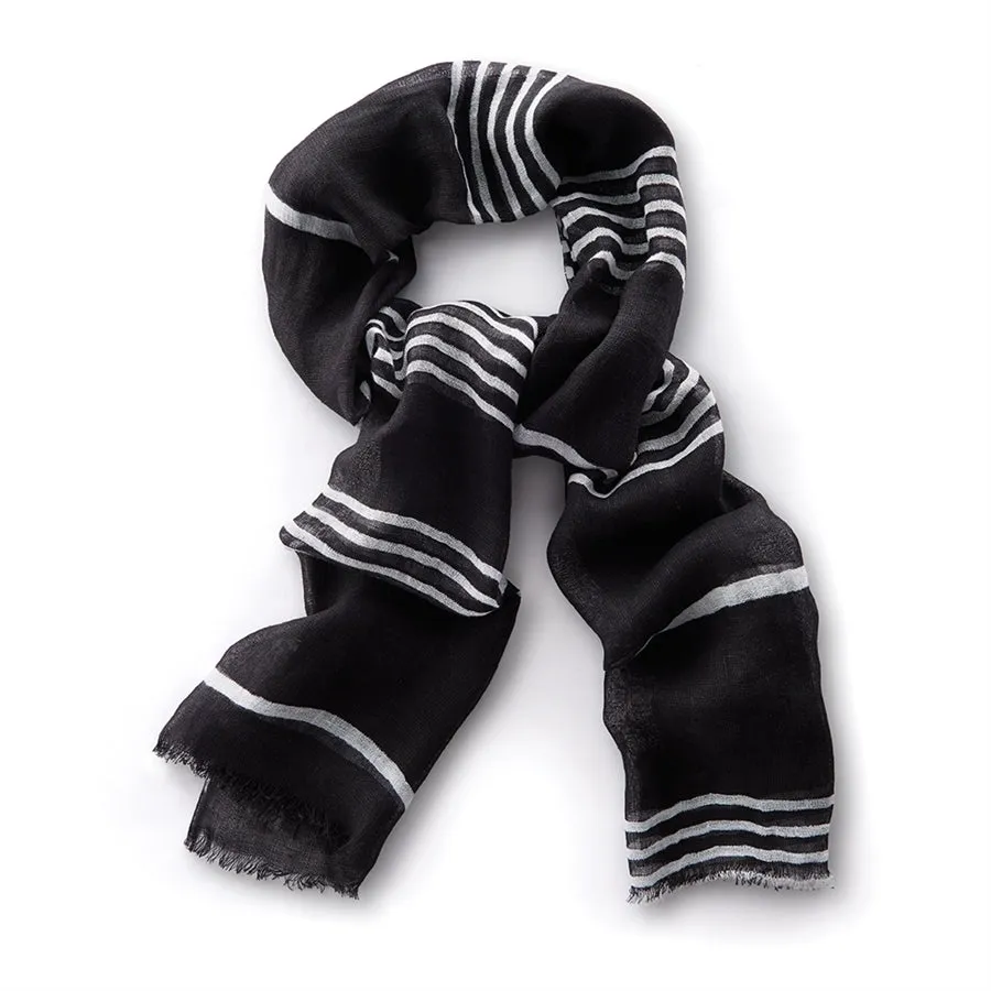 Napa Home Garden, THREADS 72x28" SCARF STRIPES BLACK,th212bk