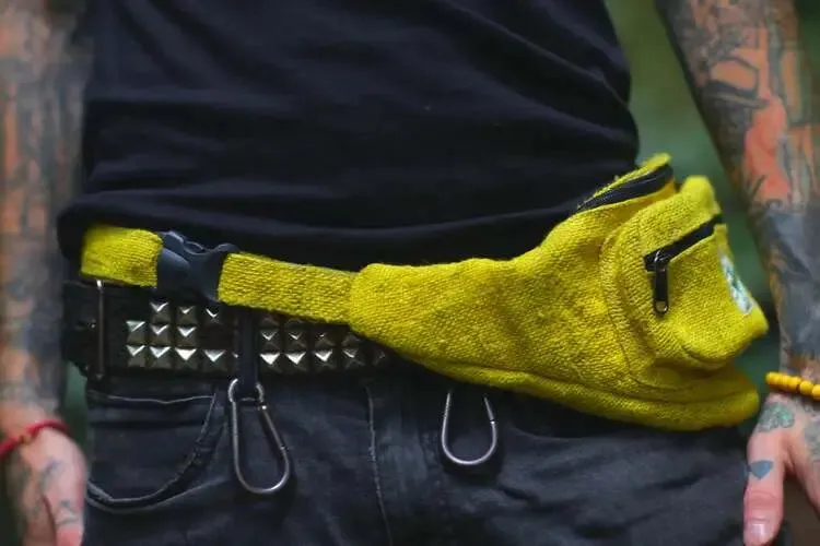 Natural Hand Knitted Yellow Fanny Pack
