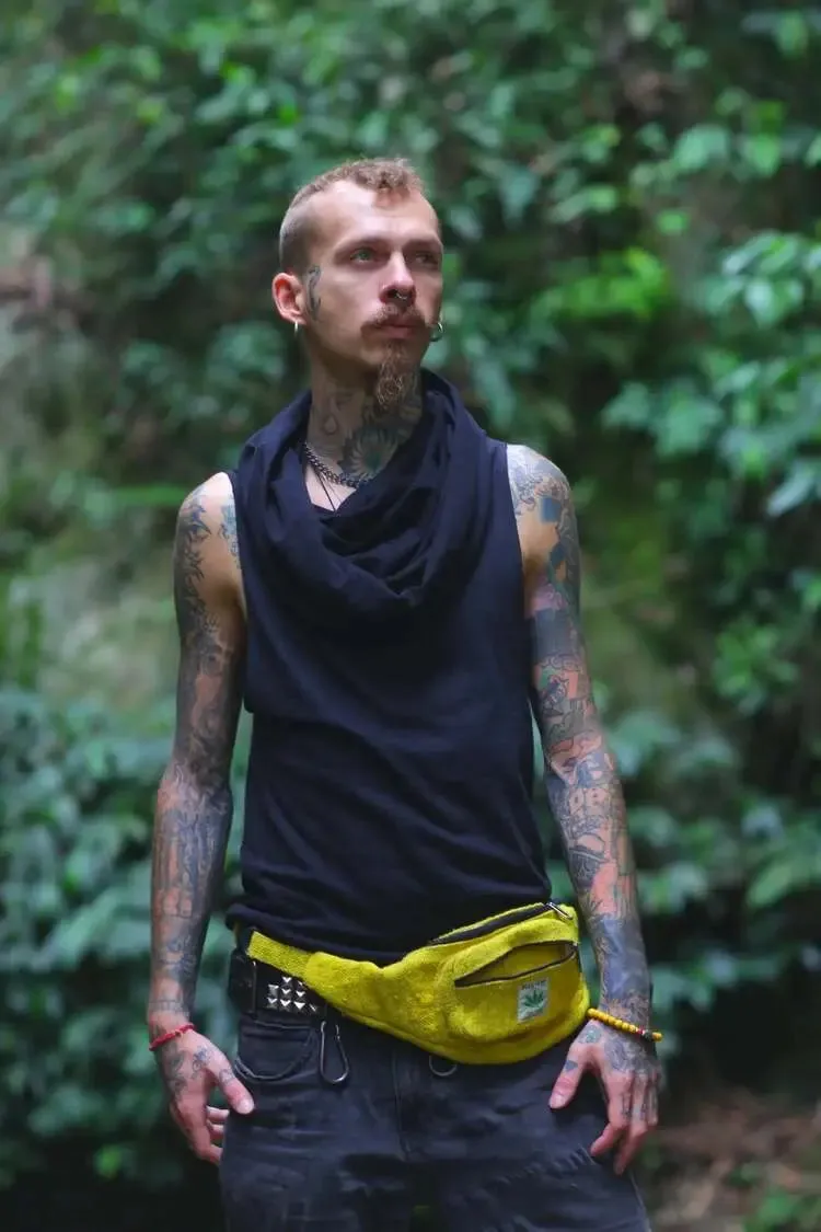 Natural Hand Knitted Yellow Fanny Pack