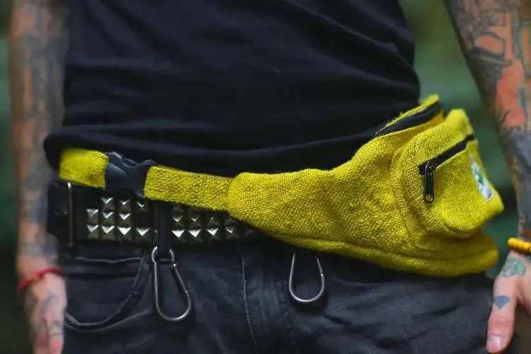 Natural Hand Knitted Yellow Fanny Pack