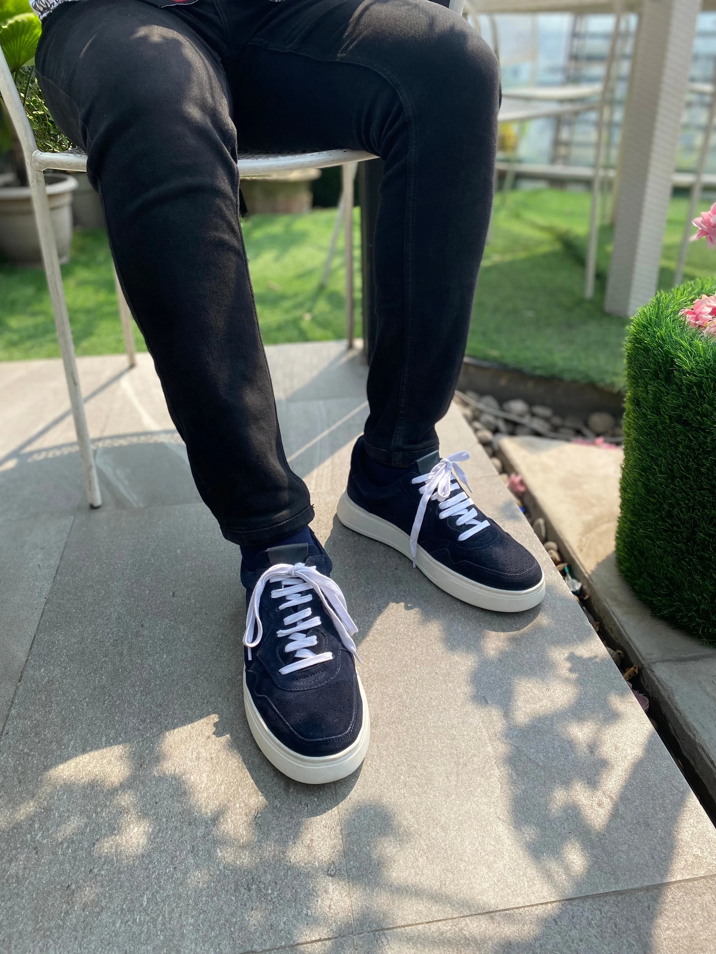 Navy Suede Velour Sneaker