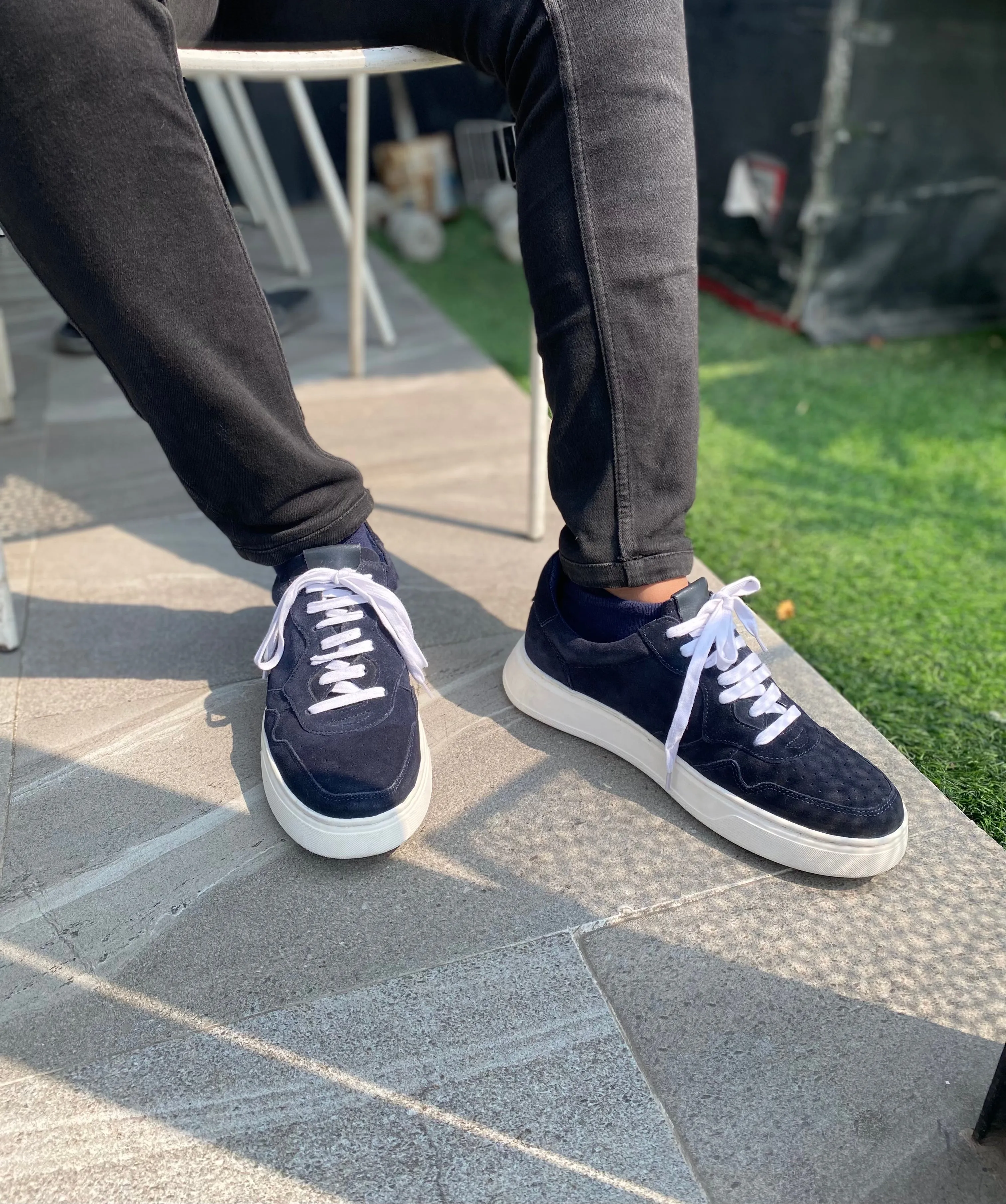 Navy Suede Velour Sneaker