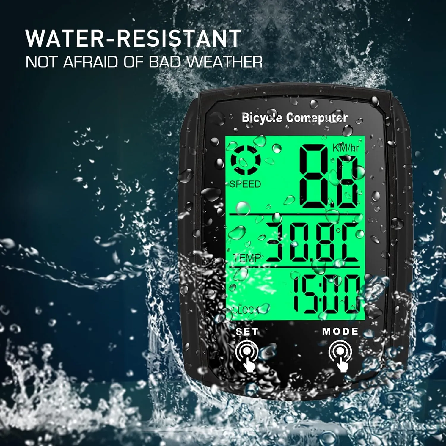 NEW BUZHI Wired Bike Computer, Wired Bike Computer 19 Functions Touch Bike Speedometer Odometer Waterproof Bicycle Computer with Backlight