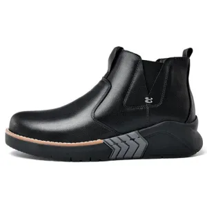 new fashion men's chelsea boots casual genuine leather shoes male ankle boot height increasing shoe man nice boots for men