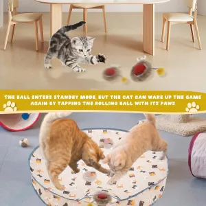 NEW Interactive Cat Toys for Indoor Cats, Electric Cat Ball Fast Rolling in Pouch, Motion Activated Chirping Cat Toy, Hide and Seek Cat Toy with LED Light, Simulated Cat Hunting Toy