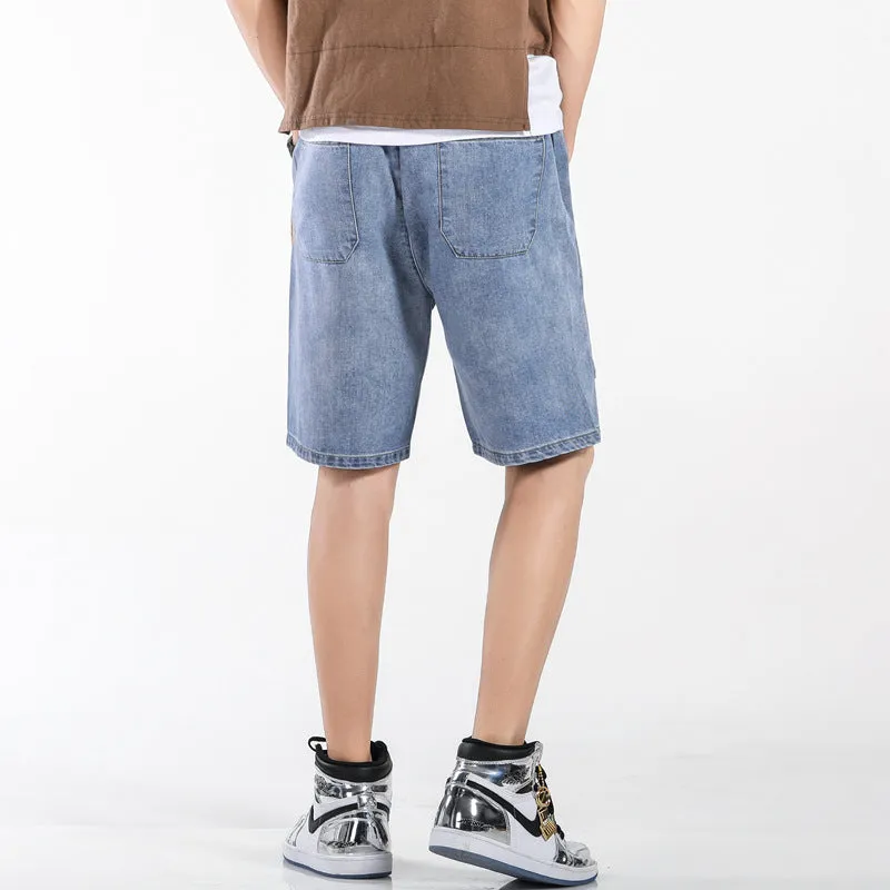 New Plus Size Breathable Mid Waist Men's Denim Shorts