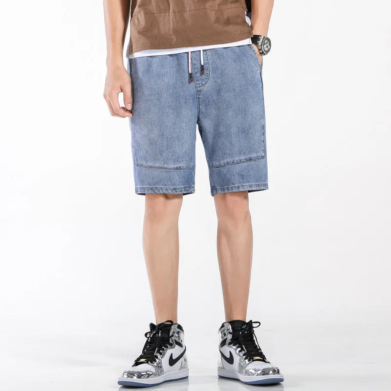 New Plus Size Breathable Mid Waist Men's Denim Shorts