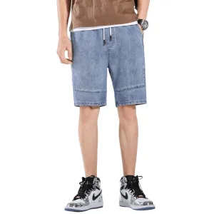 New Plus Size Breathable Mid Waist Men's Denim Shorts
