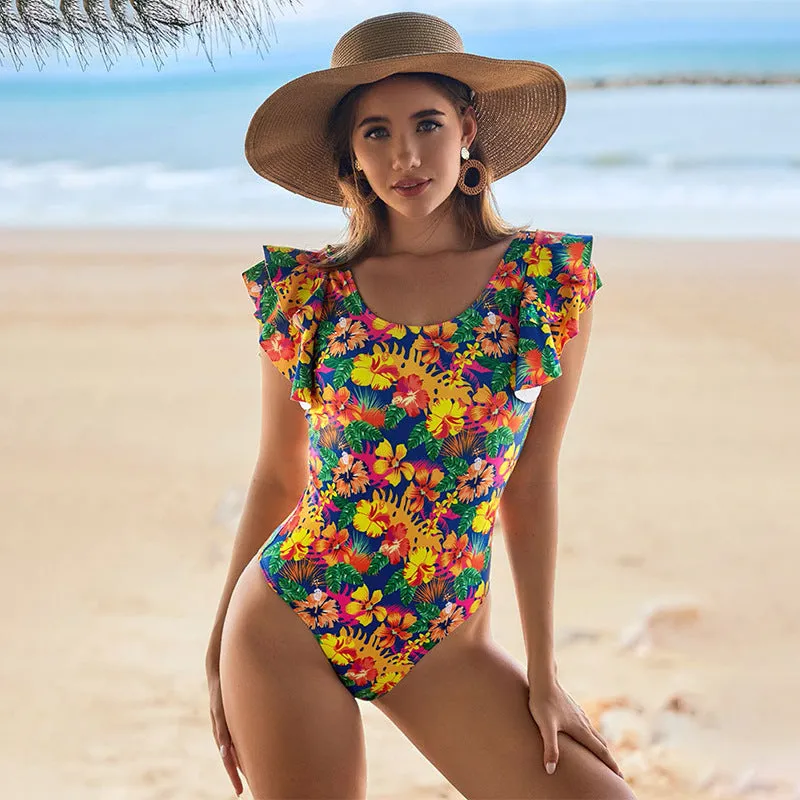One-piece Swimsuit Female U-shaped Collar Lace Design trendy
