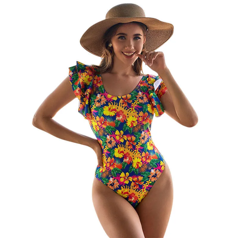One-piece Swimsuit Female U-shaped Collar Lace Design trendy