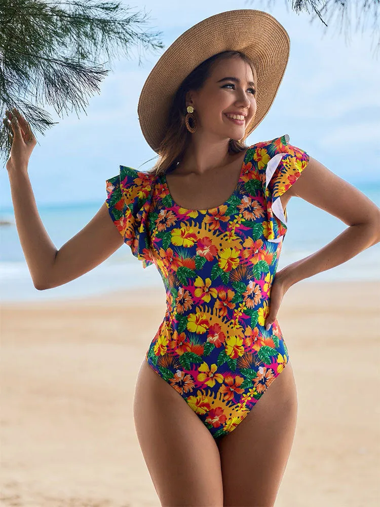One-piece Swimsuit Female U-shaped Collar Lace Design trendy