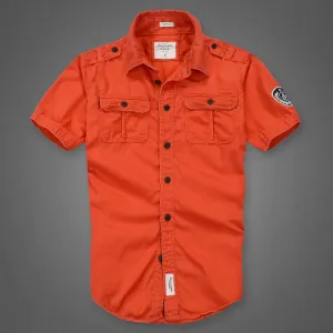 Outdoor Camouflage Loose Short Sleeve Men Cargo Shirt