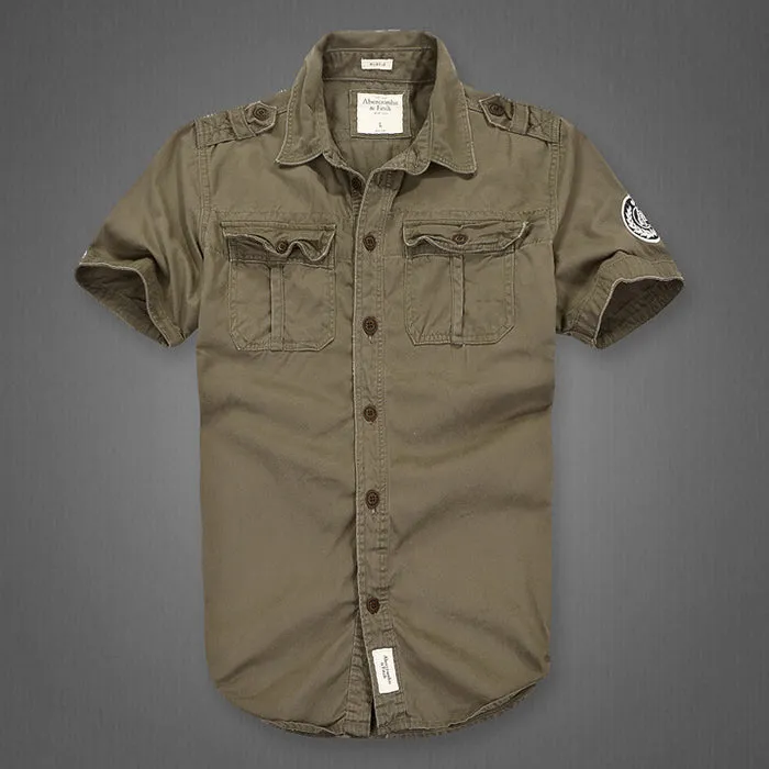 Outdoor Camouflage Loose Short Sleeve Men Cargo Shirt